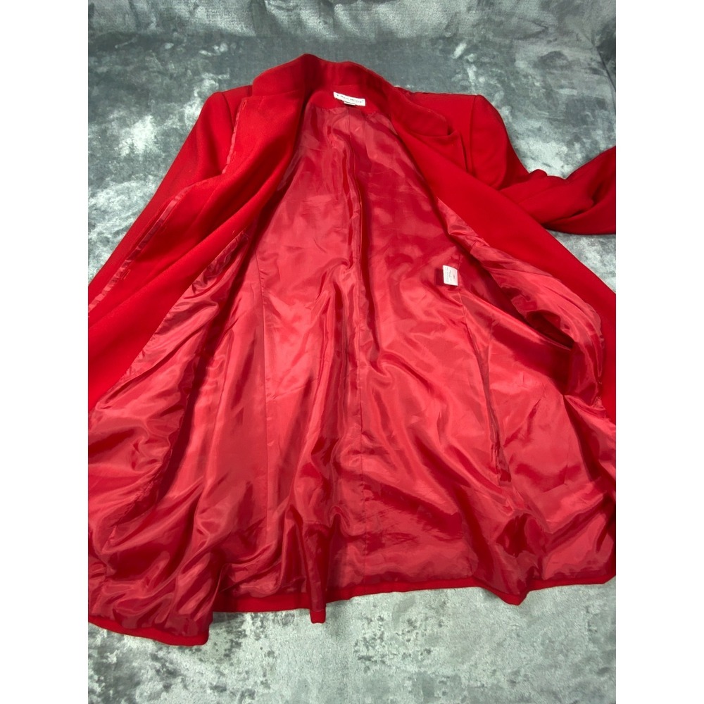 John Meyer of Norwich Jacket Women Size 18W RedEmbroidered Long Blazer Button Up - Picture 9 of 11